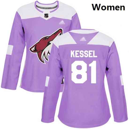 Coyotes #81 Phil Kessel Purple Authentic Fights Cancer Women Stitched Hockey Jersey